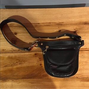 ZENITH black leather crossbody bag made in Canada